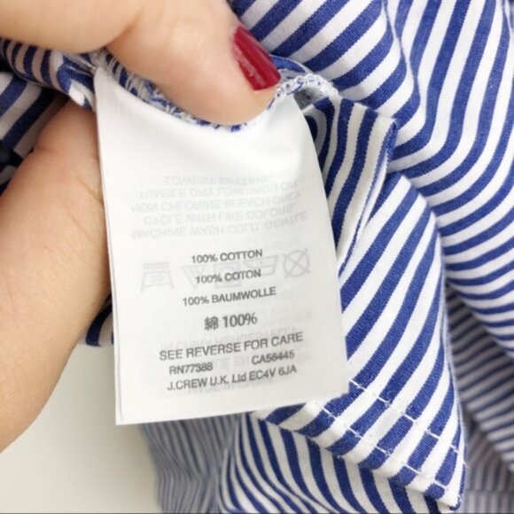 J. Crew Womens Blouse Size 8 Blue Ruffles-trim striped - Picture 4 of 8